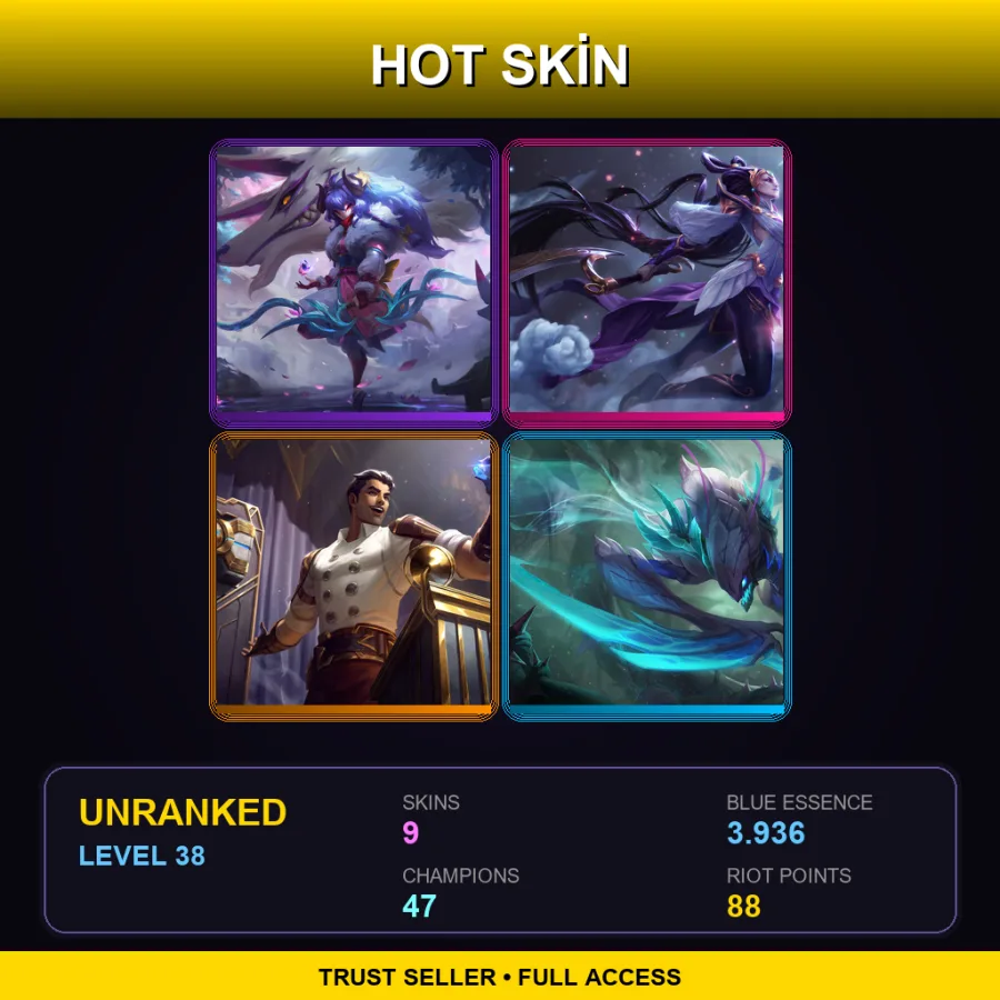 NA | Lv38 | Unranked | 9 Skin | 47 Champ