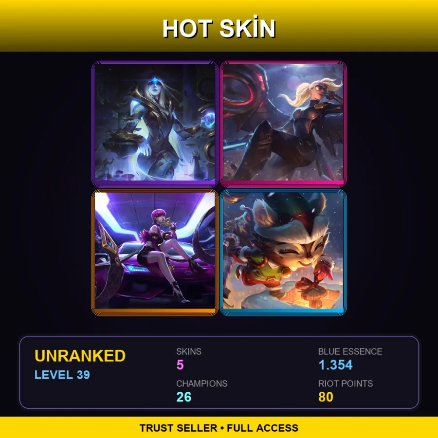 LAS | Lv39 | Unranked | 5 Skin | 26 Champ — LoL account