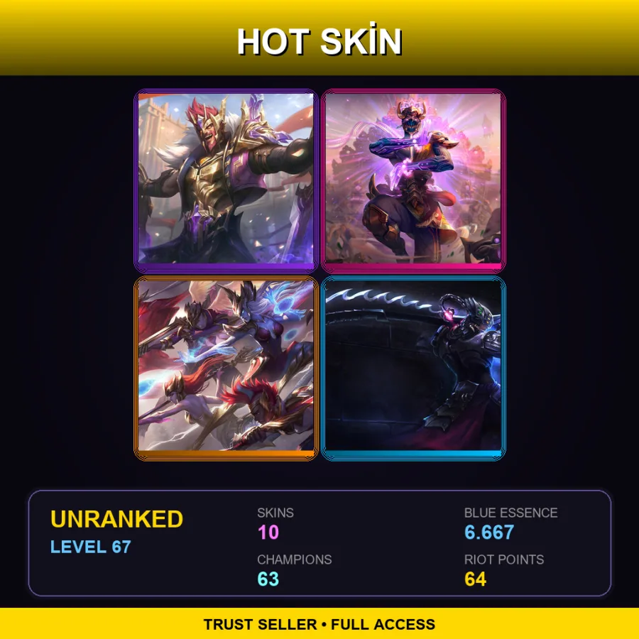 LAS | Lv67 | Unranked | 10 Skin | 63 Champ