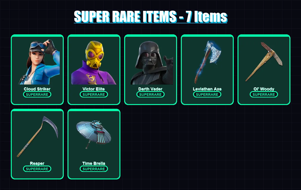 [PS4/PS5/PC] | Cloud Striker | Victor Elite | Darth Vader | Renzo the Destroyer | Menace | 179 skin | 221 pickaxe | 146 emote | 160 glider | Lv2639