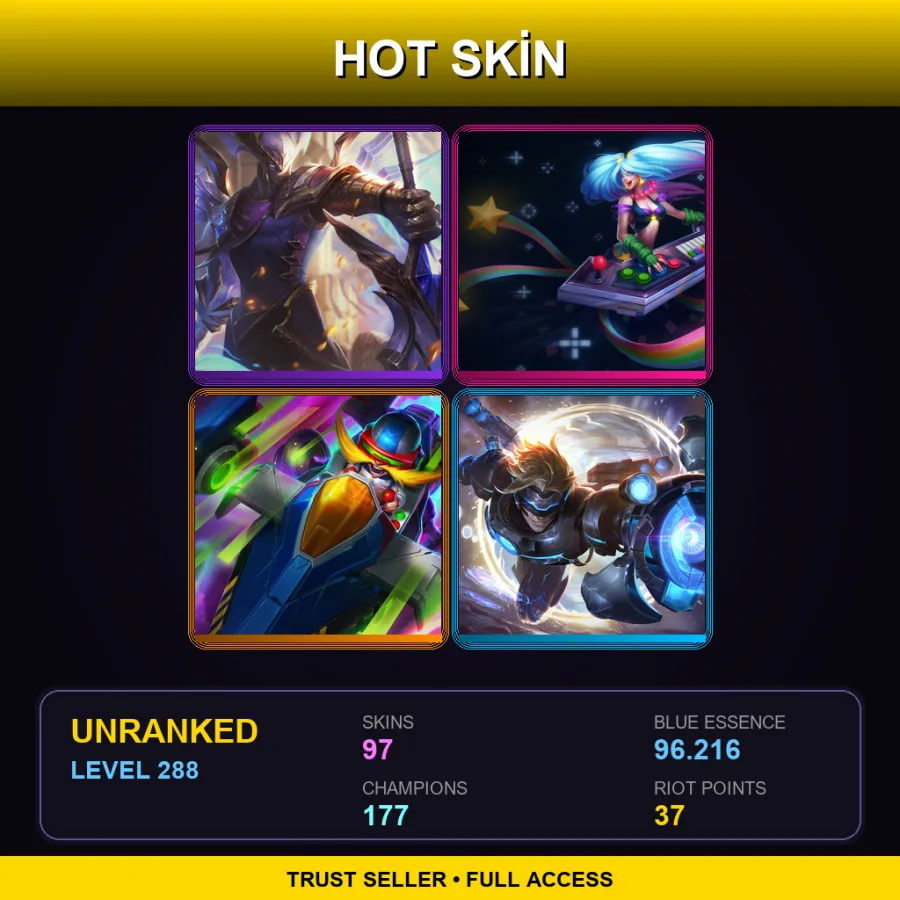 TR | Lv288 | Unranked | 97 Skin | 177 Champ — LoL account