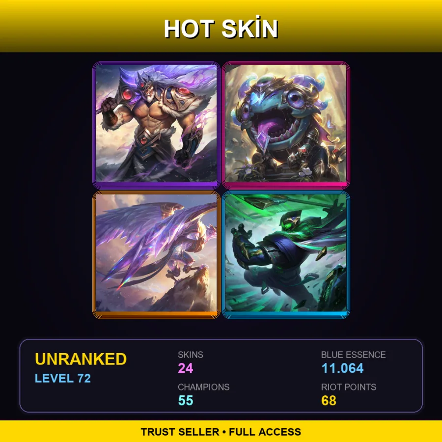LAS | Lv72 | Unranked | 24 Skin | 55 Champ