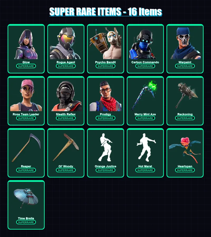 [PC/XBOX/PSN] | Glow | Rogue Agent | Psycho Bandit | Carbon Commando | Warpaint | 154 skin | 198 pickaxe | 181 emote | 165 glider | Lv2541