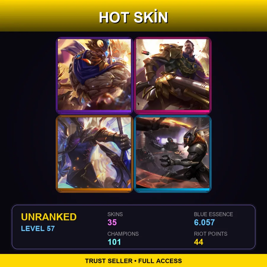 SG | Lv57 | Unranked | 35 Skin | 101 Champ