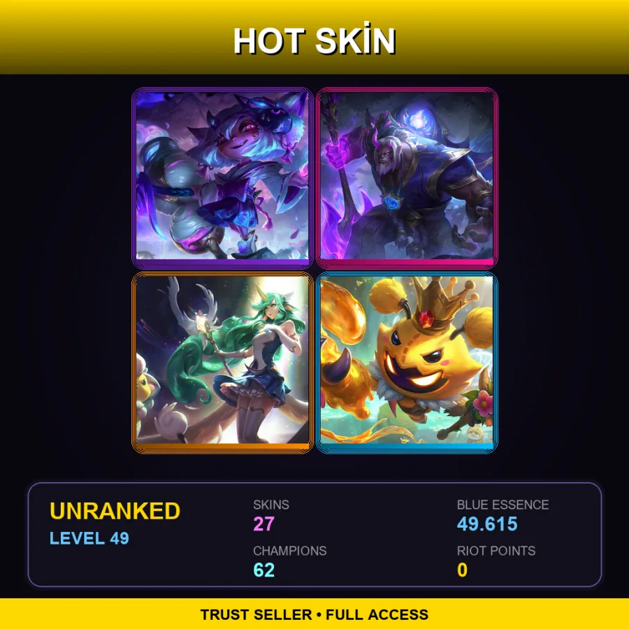 VN | Lv49 | Unranked | 27 Skin | 62 Champ