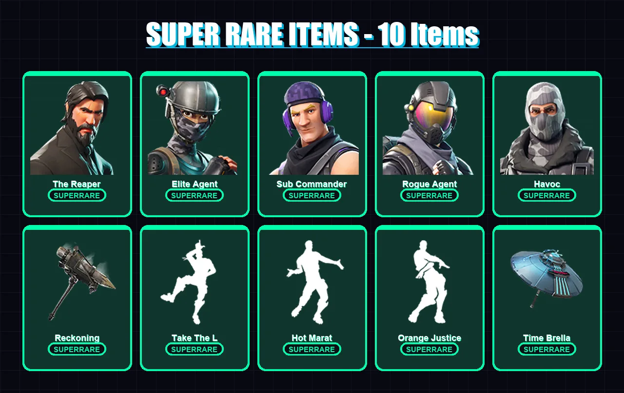 [PC/XBOX/PSN] | The Reaper | Elite Agent | Sub Commander | Rogue Agent | Havoc | 67 skin | 49 pickaxe | 62 emote | 51 glider | Lv637