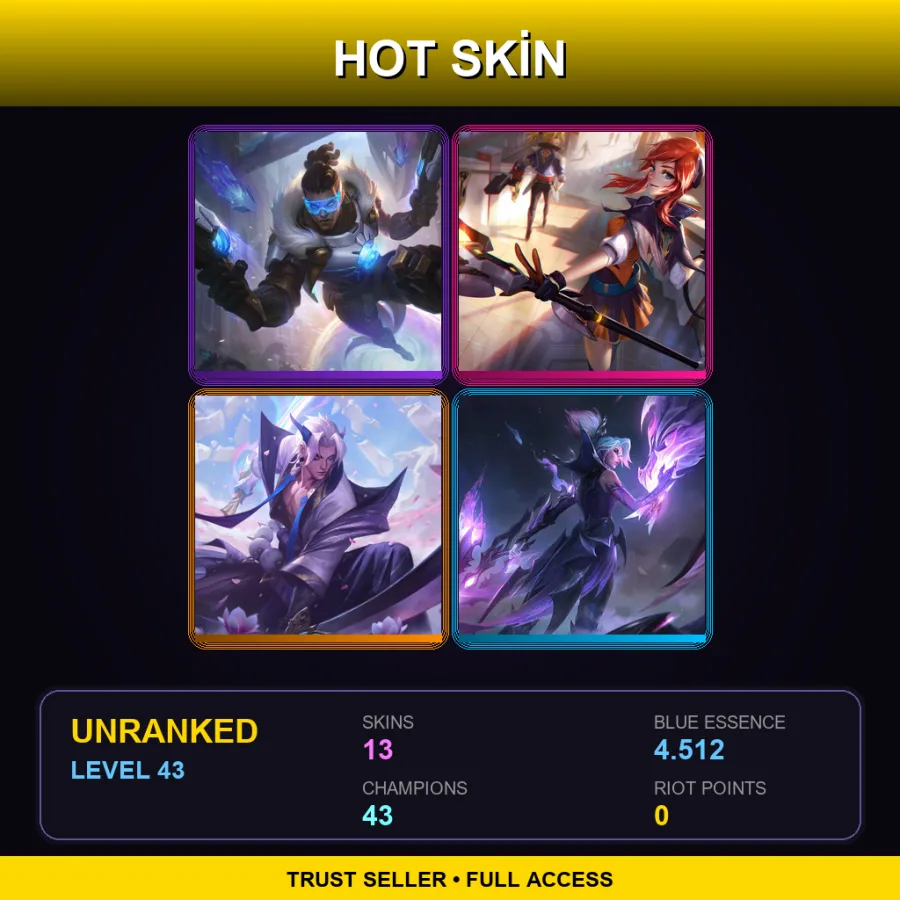 EUW | Lv43 | Unranked | 13 Skin | 43 Champ — LoL account