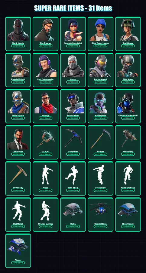 [PC/XBOX/PSN] | OG Skull Trooper | Black Knight | The Reaper | Omega | Sparkle Specialist | 220 skin | 185 pickaxe | 178 emote | 144 glider | Lv2595