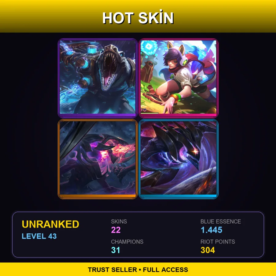 SG | Lv43 | Unranked | 22 Skin | 31 Champ — LoL account