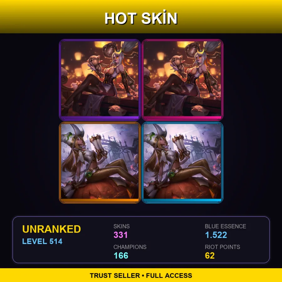 LAN | Lv514 | Unranked | 331 Skin | 166 Champ