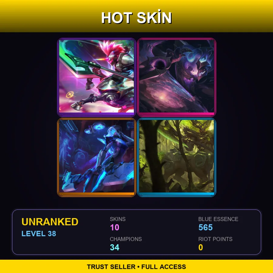 RU | Lv38 | Unranked | 10 Skin | 34 Champ — LoL account