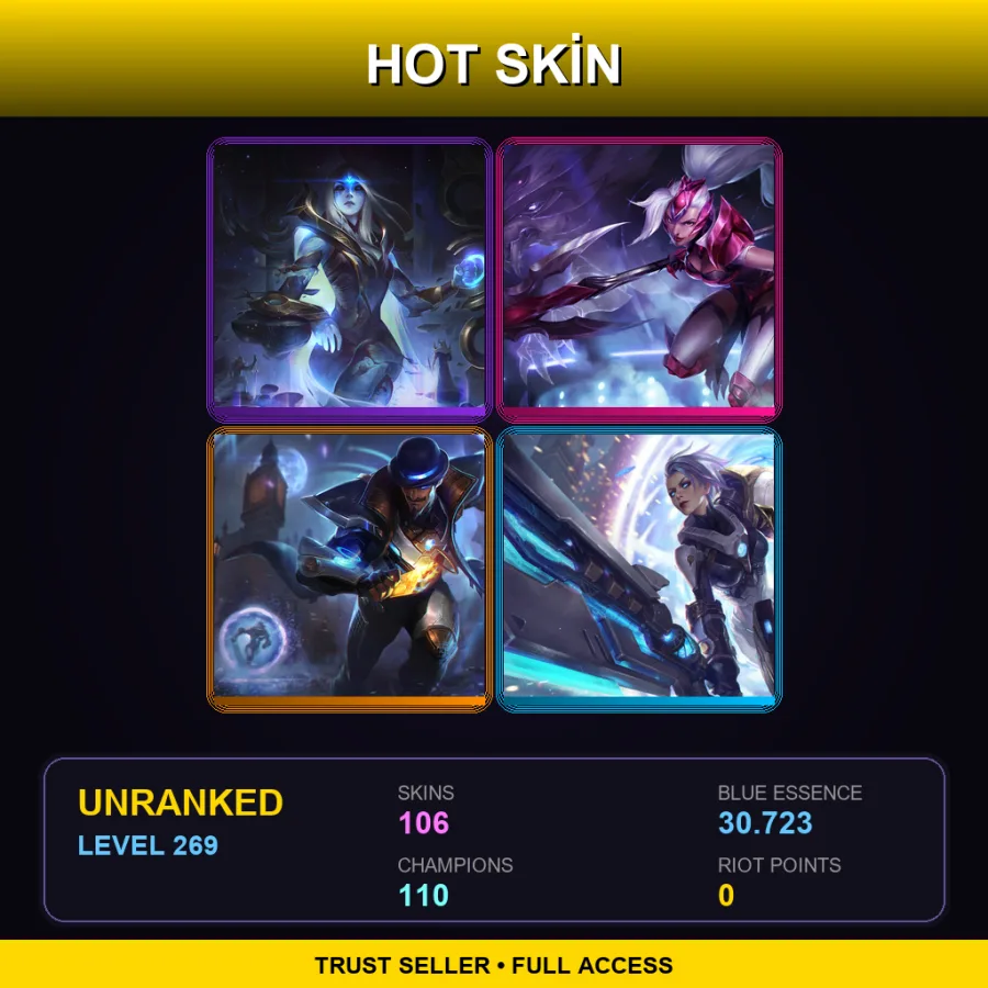 VN | Lv269 | Unranked | 106 Skin | 110 Champ
