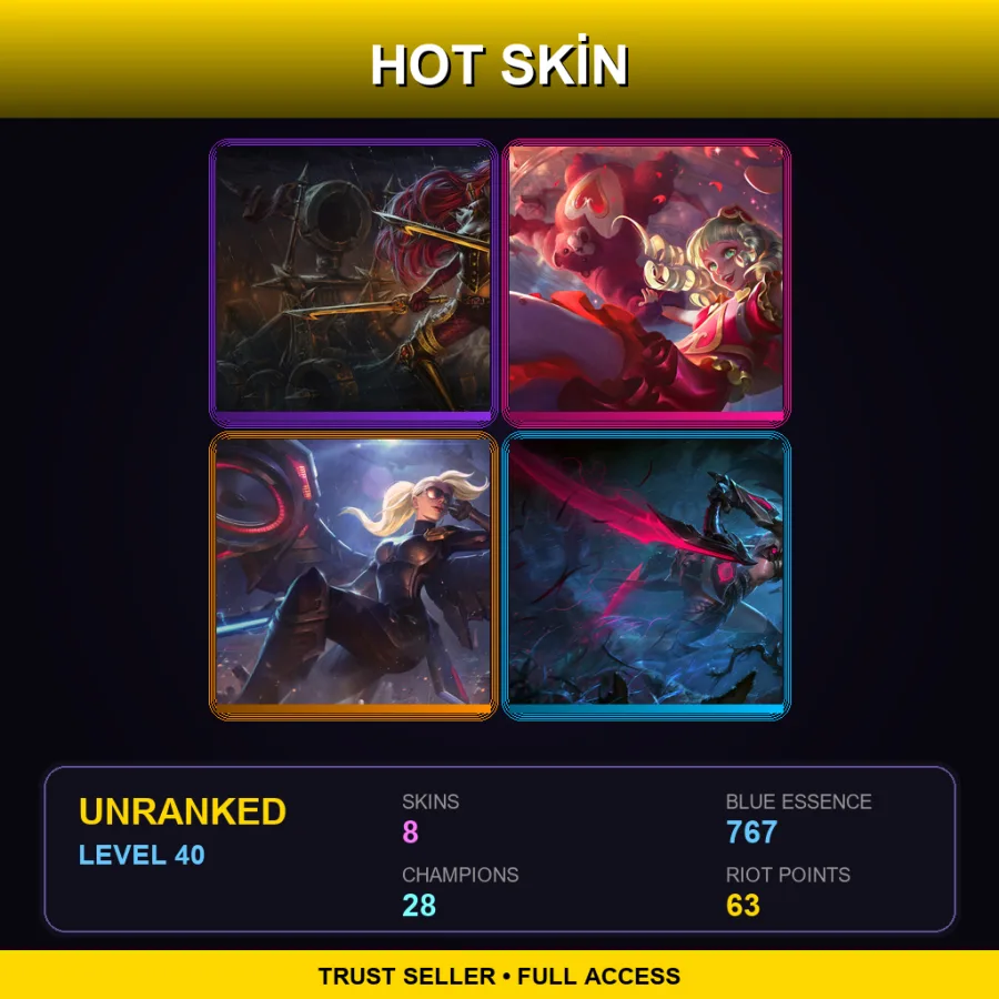 EUNE | High Command Katarina | Sweetheart Annie | Riot Kayle | Headhunter Akali | 8 Skin | 28 Champ | Lv40