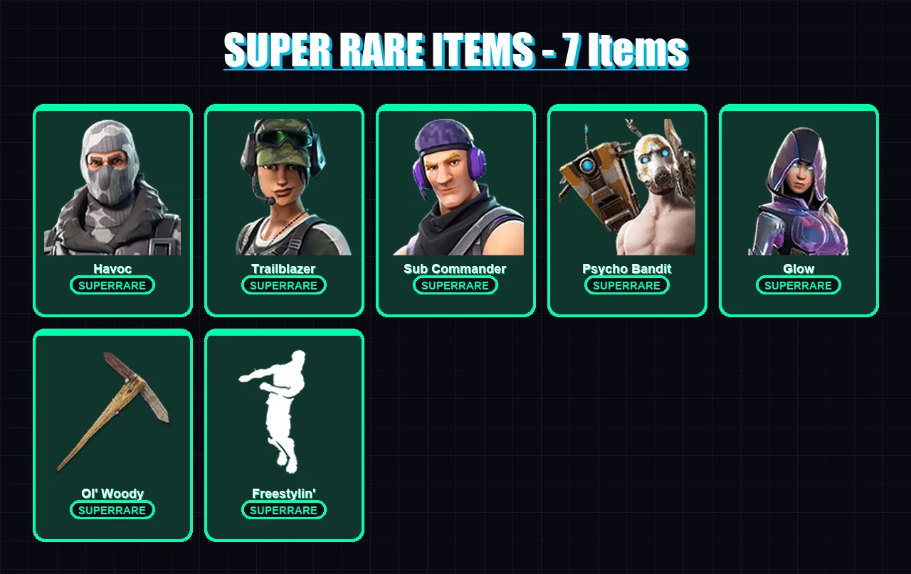[PC] | Havoc | Trailblazer | Sub Commander | Psycho Bandit | Glow | 241 skin | 274 pickaxe | 238 emote | 166 glider | Lv2016