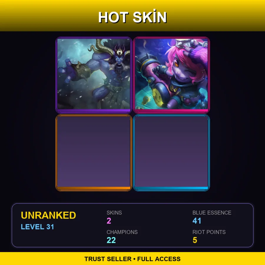 EUW | Lv31 | Unranked | 2 Skin | 22 Champ
