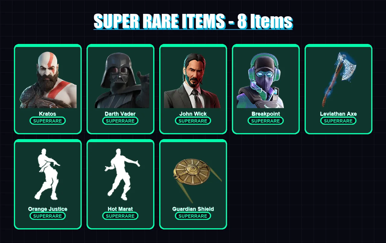 [PS4/PS5/XBOX/PC] | Kratos | Darth Vader | John Wick | Breakpoint | Sentinel | 285 skin | 308 pickaxe | 245 emote | 249 glider | Lv5294
