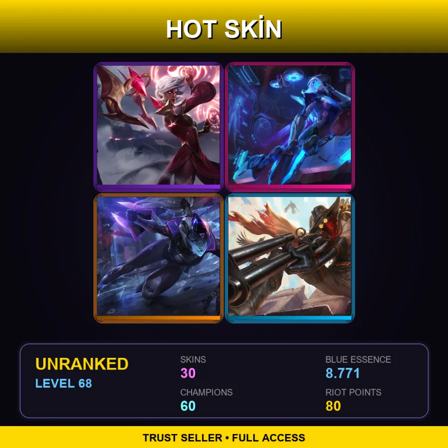 EUNE | Lv68 | Unranked | 30 Skin | 60 Champ — LoL account