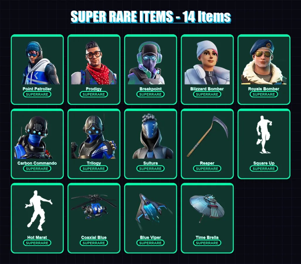 [PS4/PS5/PC] | Point Patroller | Prodigy | Breakpoint | Blizzard Bomber | Royale Bomber | 138 skin | 152 pickaxe | 142 emote | 133 glider | Lv1746