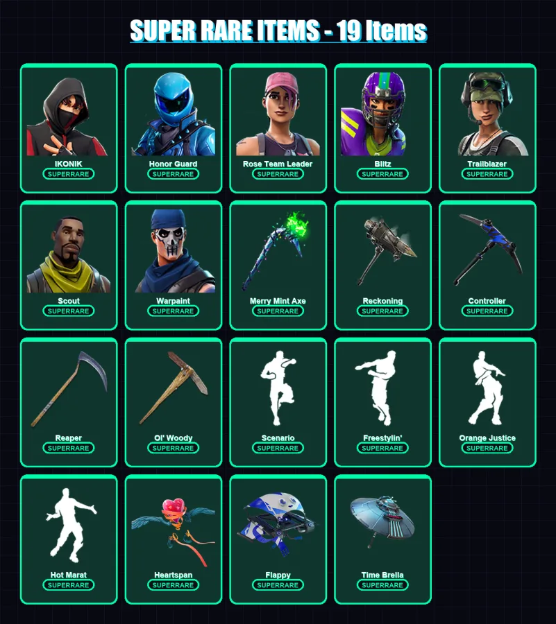 [PC/XBOX/PSN] | IKONIK | Honor Guard | Rose Team Leader | Blitz | Trailblazer | 97 skin | 81 pickaxe | 109 emote | 80 glider | Lv972