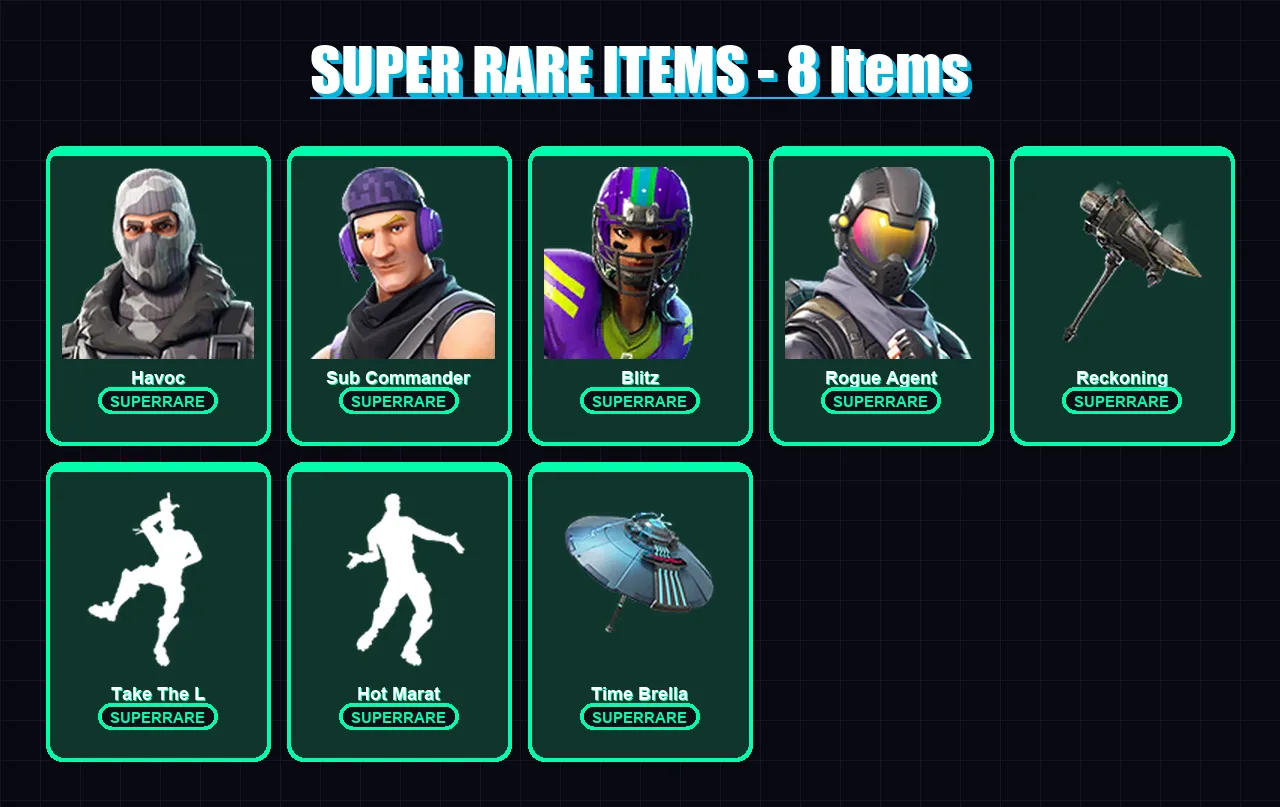 [PC/PSN] | Havoc | Sub Commander | Blitz | Rogue Agent | A.I.M. | 94 skin | 86 pickaxe | 107 emote | 95 glider | Lv1102
