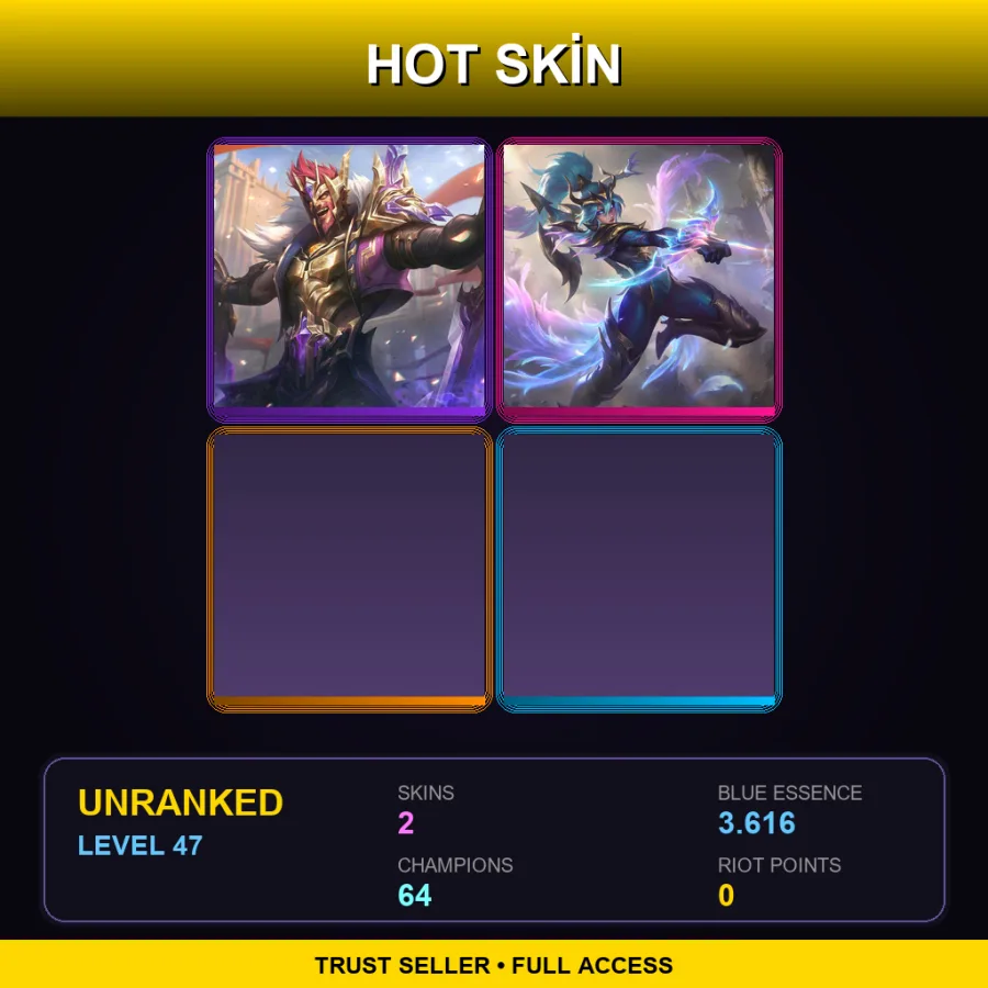 EUNE | Lv47 | Unranked | 2 Skin | 64 Champ — LoL account
