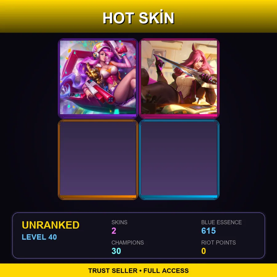 EUW | Lv40 | Unranked | 2 Skin | 30 Champ — Arcade Miss Fortune