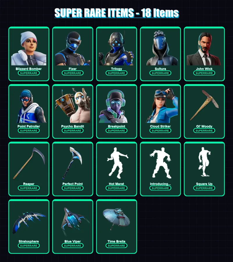 [PS4/PS5/XBOX/PC] | Blizzard Bomber | Fixer | Trilogy | Sultura | John Wick | 339 skin | 335 pickaxe | 232 emote | 225 glider | Lv3237 — Fortnite account