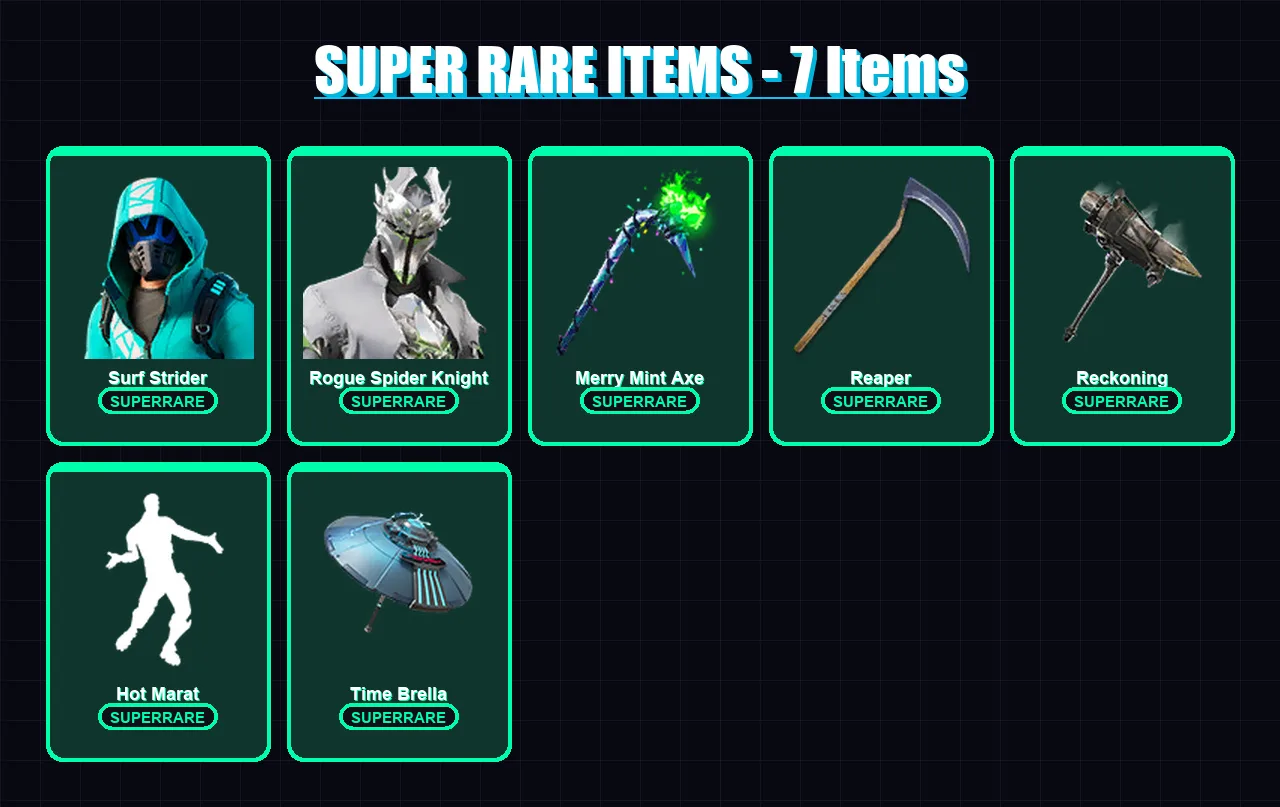 [PC/PSN] | Surf Strider | Rogue Spider Knight | Backlash | Catalyst | Spectra Knight | 115 skin | 168 pickaxe | 127 emote | 149 glider | Lv2592