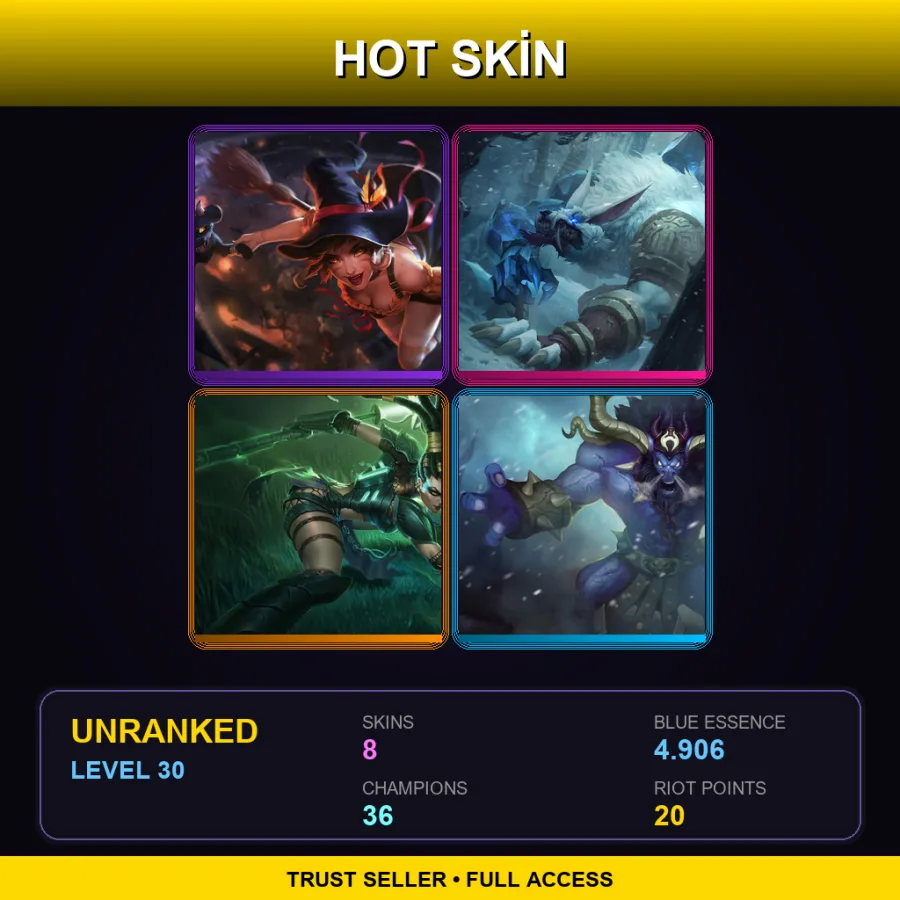 EUNE | Lv30 | Unranked | 8 Skin | 36 Champ — LoL account