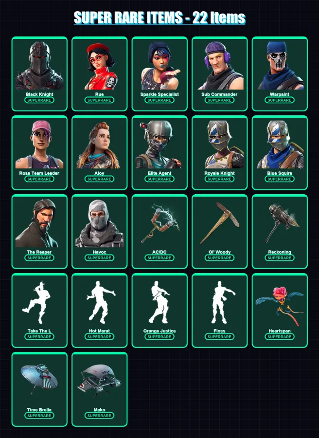 [PS4/PS5/XBOX/PC] | Black Knight | Rue | Sparkle Specialist | Sub Commander | Warpaint | 116 skin | 91 pickaxe | 104 emote | 105 glider | Lv1202 — Fortnite account