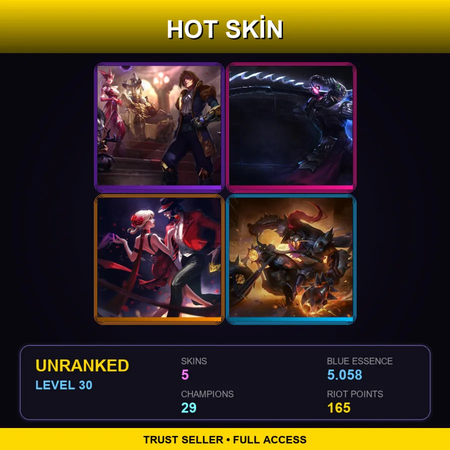 EUNE | Lv30 | Unranked | 5 Skin | 29 Champ