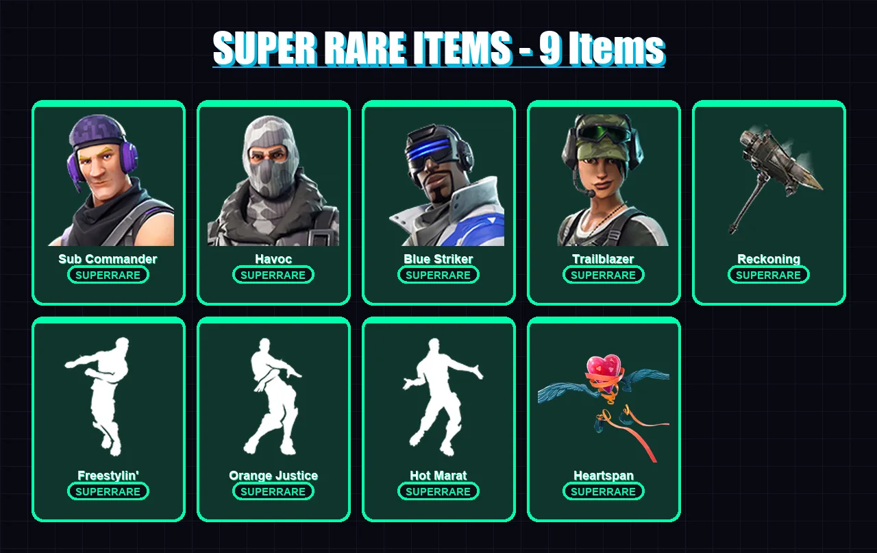 [PC/XBOX] | Sub Commander | Havoc | Blue Striker | Trailblazer | Ruin | 81 skin | 84 pickaxe | 76 emote | 88 glider | Lv1181 — Fortnite account