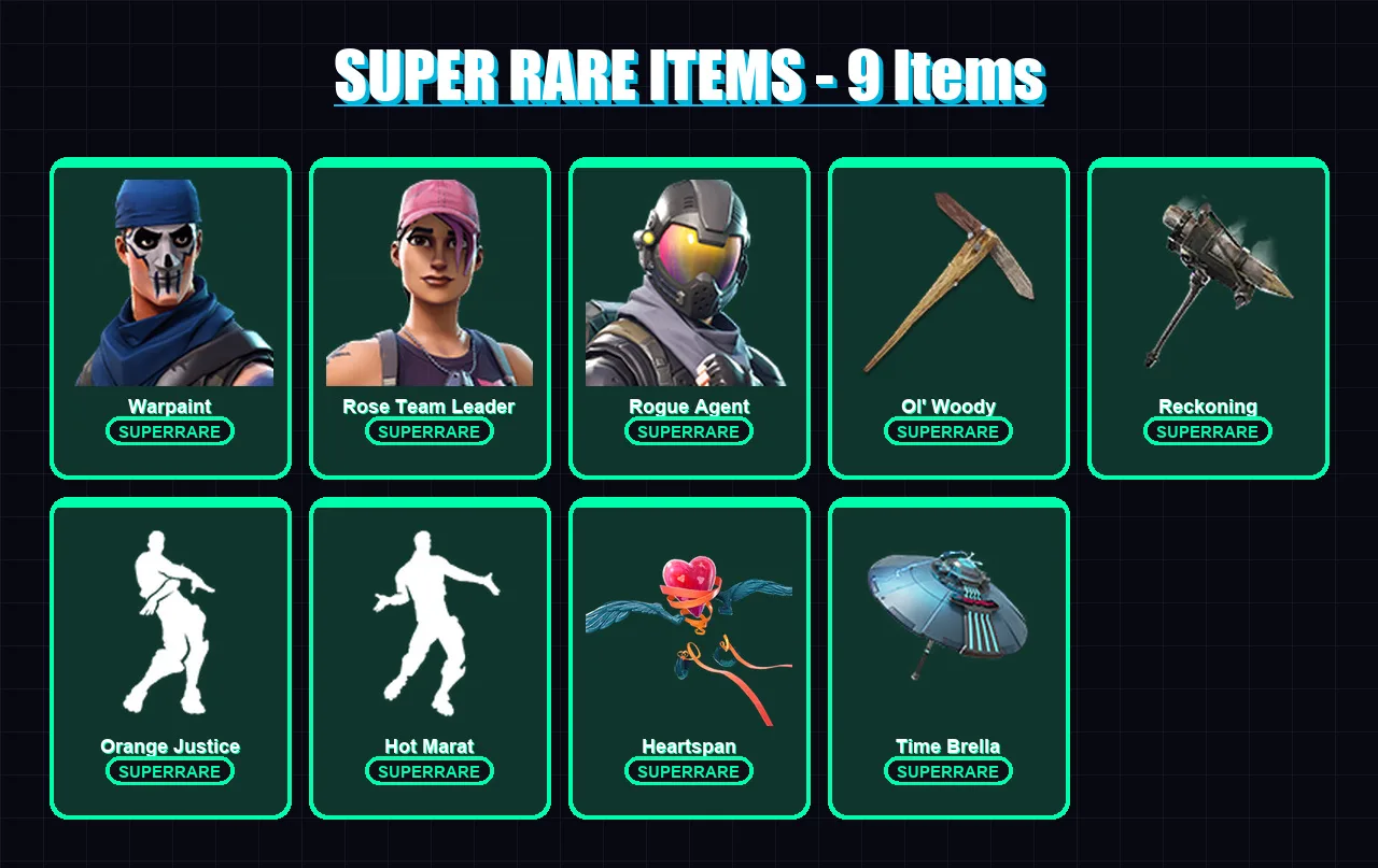 [PC] | Warpaint | Rose Team Leader | Rogue Agent | The Scientist | A.I.M. | 76 skin | 70 pickaxe | 76 emote | 70 glider | Lv720