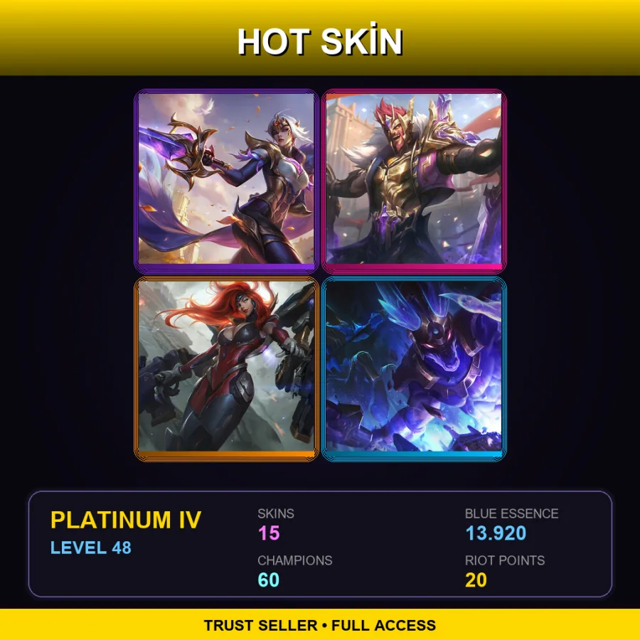 TR | Lv48 | Platinum IV | 15 Skin | 60 Champ