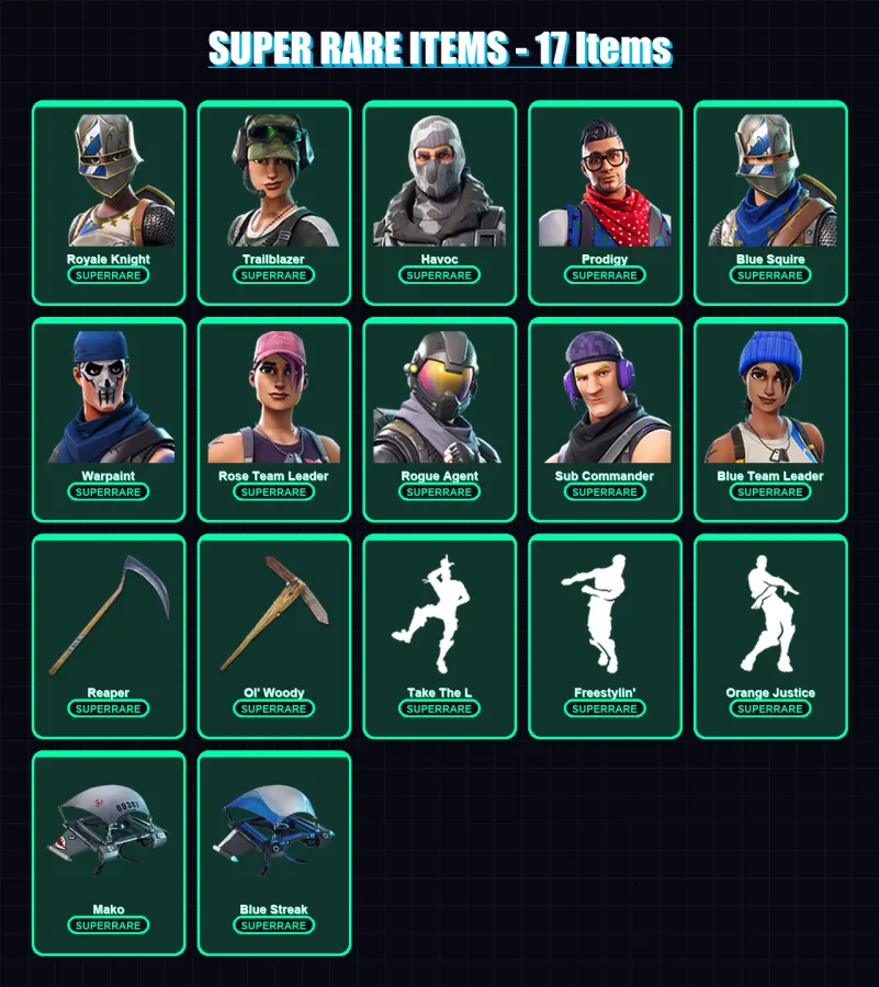 [PC/XBOX/PSN] | OG Skull Trooper | Royale Knight | Trailblazer | Havoc | Prodigy | 26 skin | 17 pickaxe | 23 emote | 23 glider | Lv202