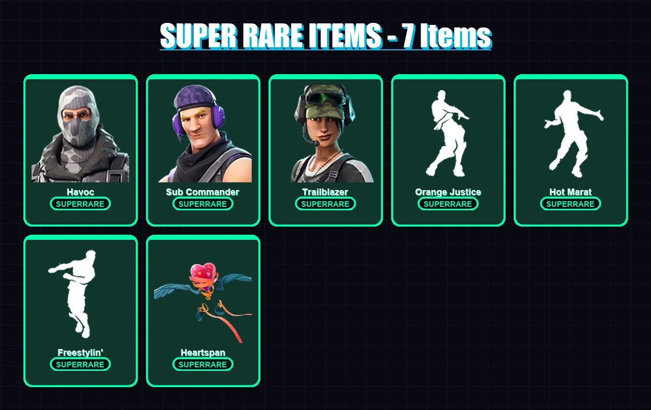 [PC/XBOX/PSN] | Havoc | Sub Commander | Trailblazer | Hybrid | Blackheart | 30 skin | 74 pickaxe | 55 emote | 61 glider | Lv727