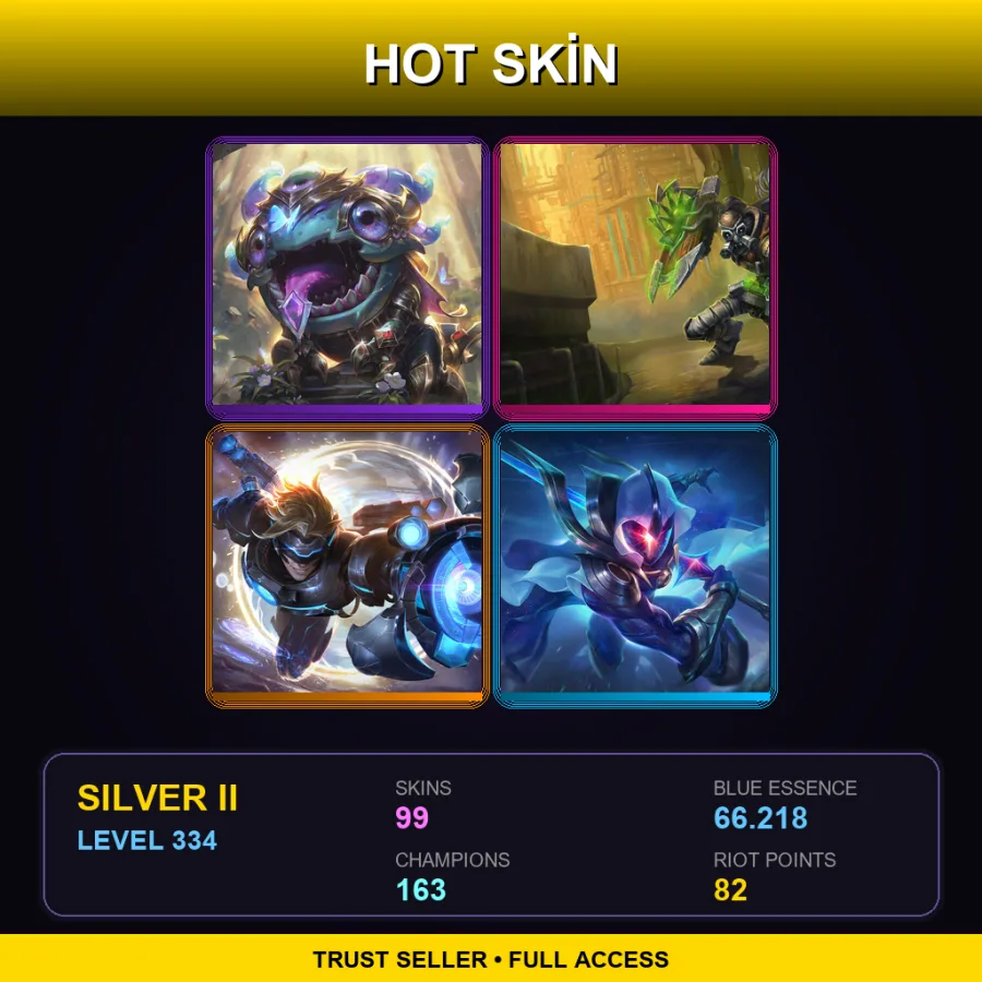 EUW | Lv334 | Silver II | 99 Skin | 163 Champ — LoL account