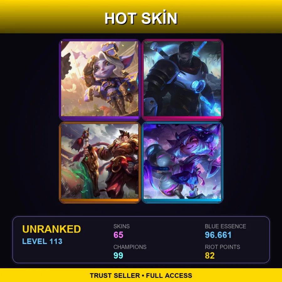 EUW | Lv113 | Unranked | 65 Skin | 99 Champ — Hextech Tristana