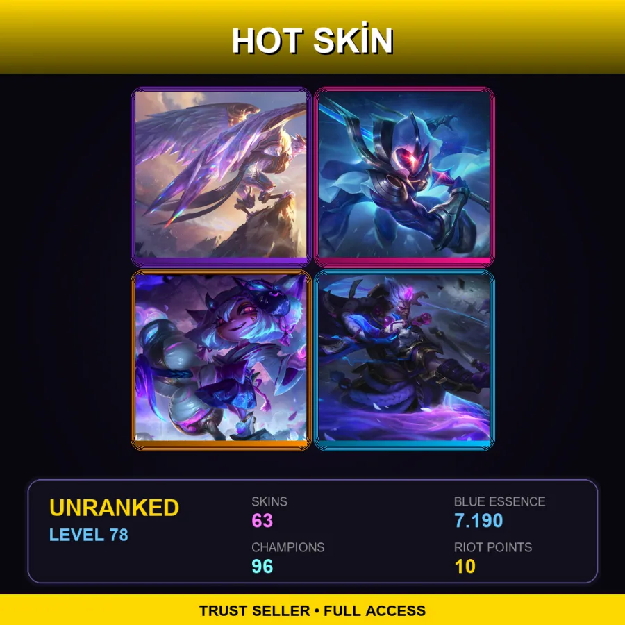 RU | Lv78 | Unranked | 63 Skin | 96 Champ