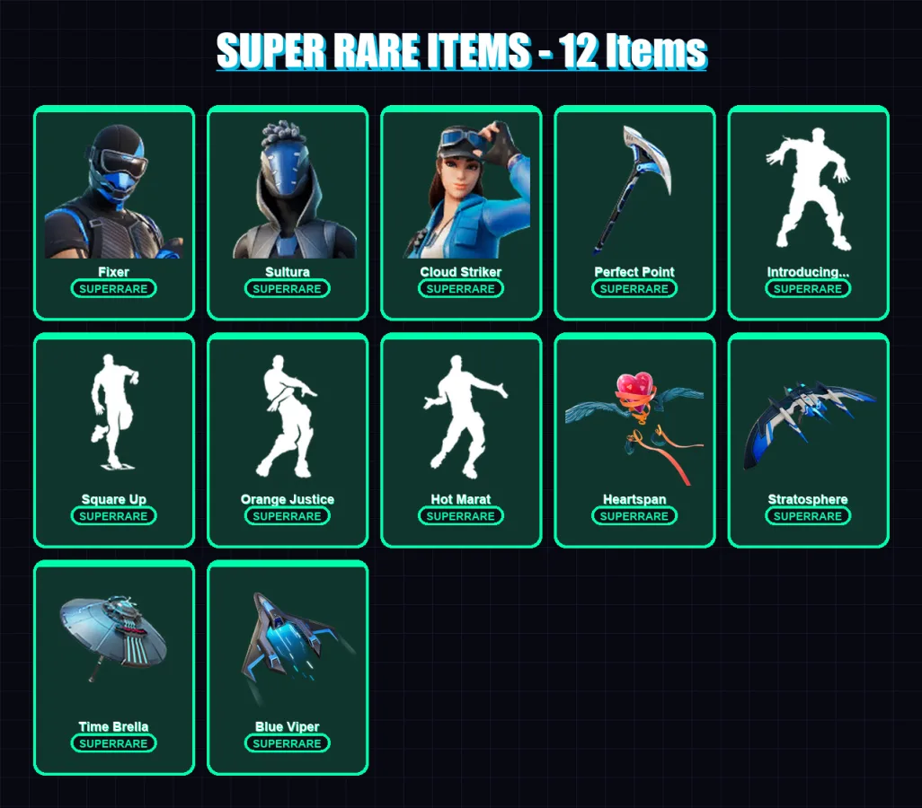 [PS4/PS5/XBOX/PC] | Fixer | Sultura | Cloud Striker | Ruin | Fade | 97 skin | 113 pickaxe | 105 emote | 117 glider | Lv1747