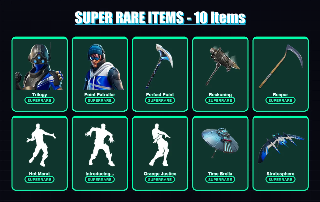 [PS4/PS5/XBOX/PC] | Trilogy | Point Patroller | Ruin | Drift | Blackheart | 56 skin | 76 pickaxe | 66 emote | 78 glider | Lv1255