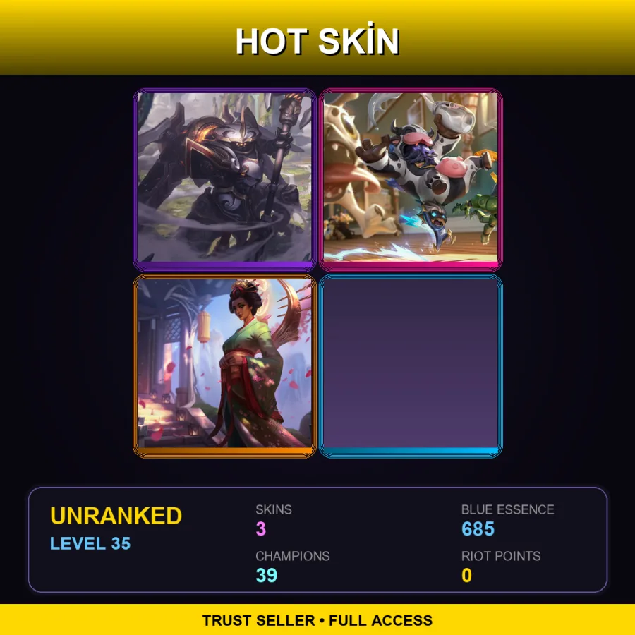 EUW | Lv35 | Unranked | 3 Skin | 39 Champ