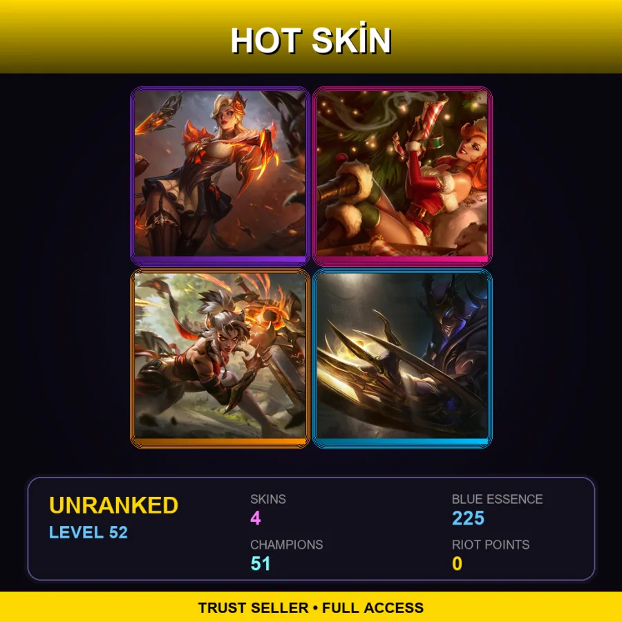 EUW | Lv52 | Unranked | 4 Skin | 51 Champ