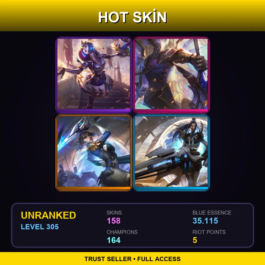 VN | Lv305 | Unranked | 158 Skin | 164 Champ