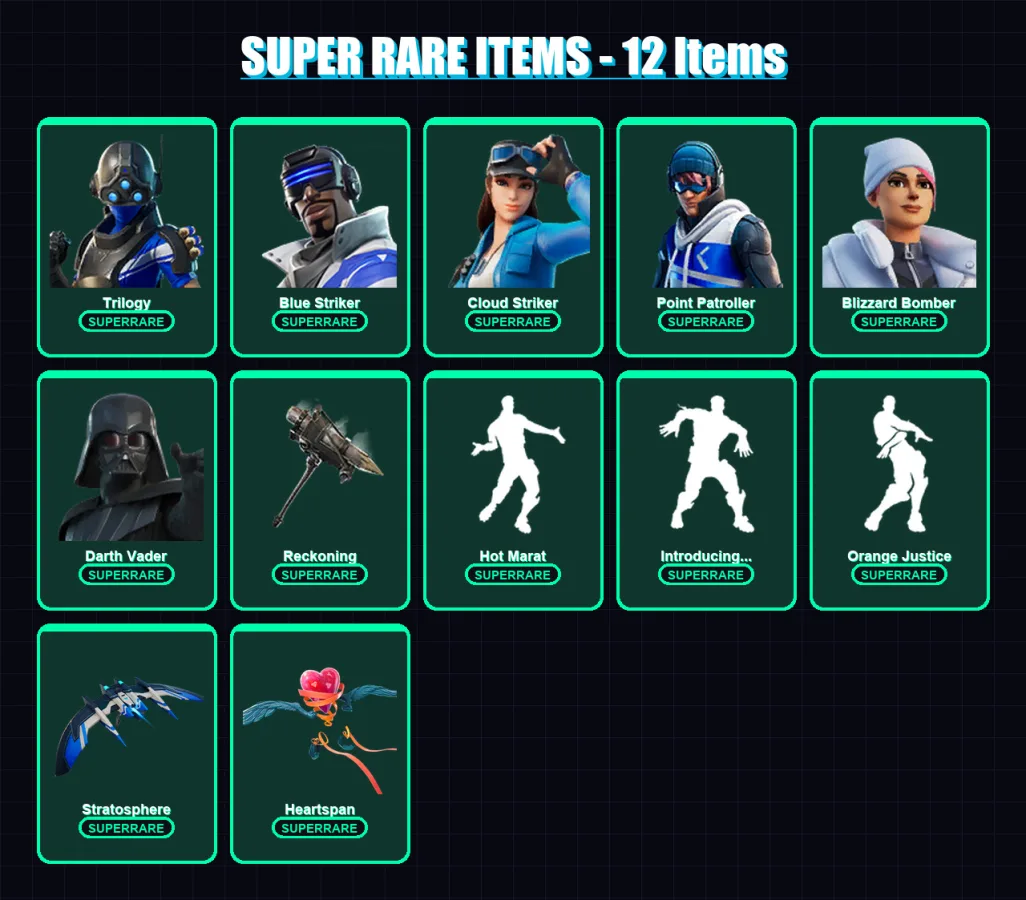 [PS4/PS5/XBOX/PC] | Trilogy | Blue Striker | Cloud Striker | 107 skin | Lv1328 — Fortnite account