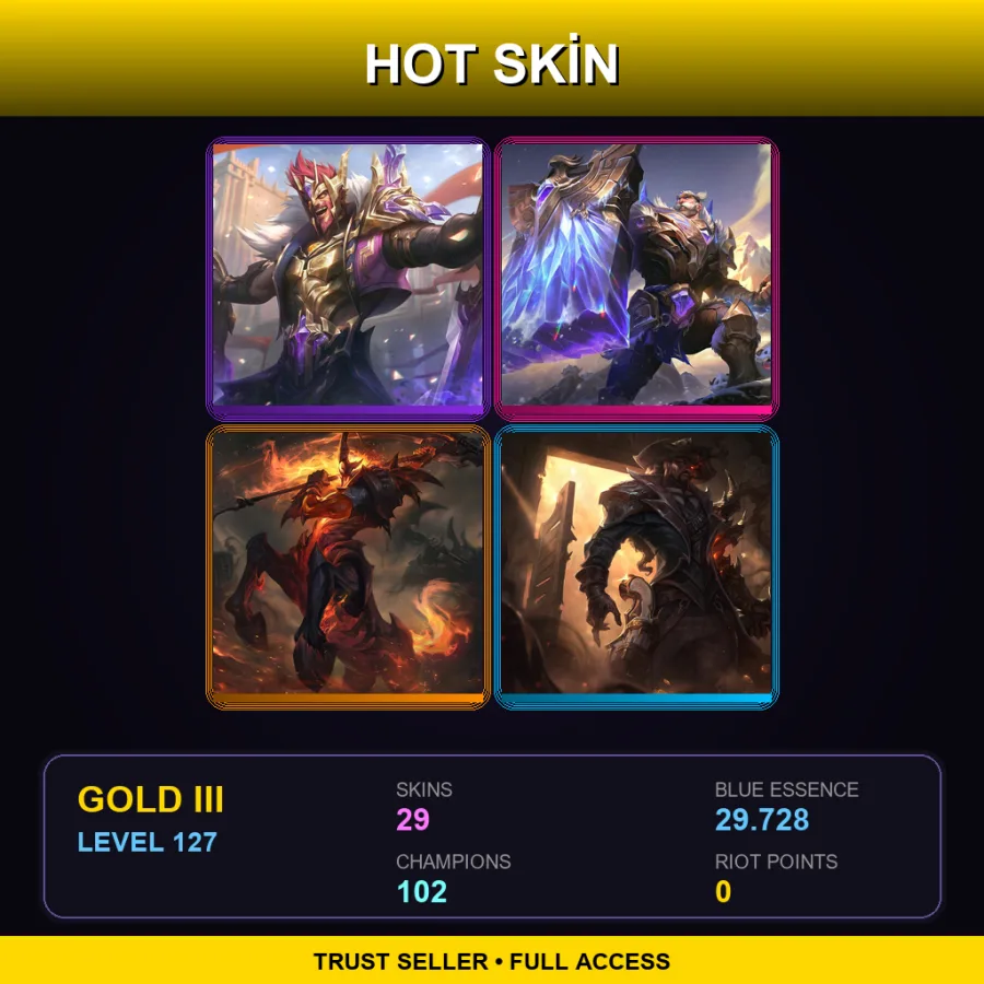 LAN | Lv127 | Gold III | 29 Skin | 102 Champ
