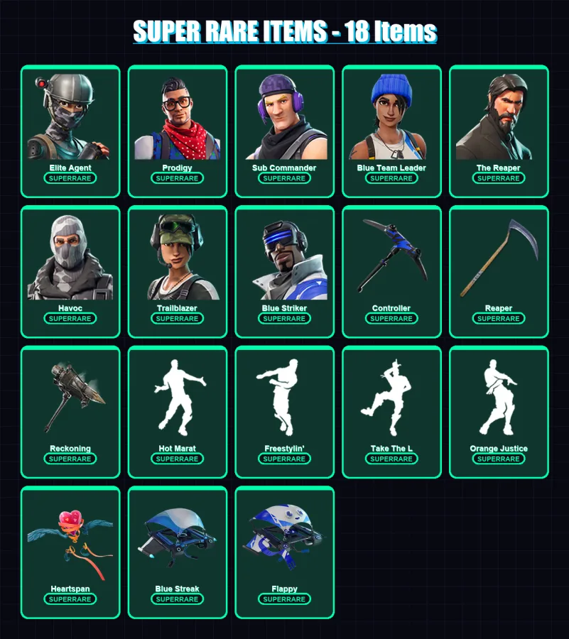 [PS4/PS5/XBOX/PC] | Elite Agent | Prodigy | Sub Commander | Blue Team Leader | The Reaper | 47 skin | 25 pickaxe | 37 emote | 34 glider | Lv442