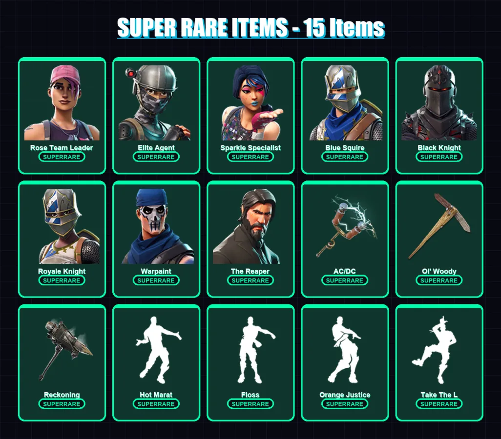 [PC/PSN] | Rose Team Leader | Elite Agent | Sparkle Specialist | Blue Squire | Black Knight | 56 skin | 48 pickaxe | 51 emote | 52 glider | Lv679 — Fortnite account