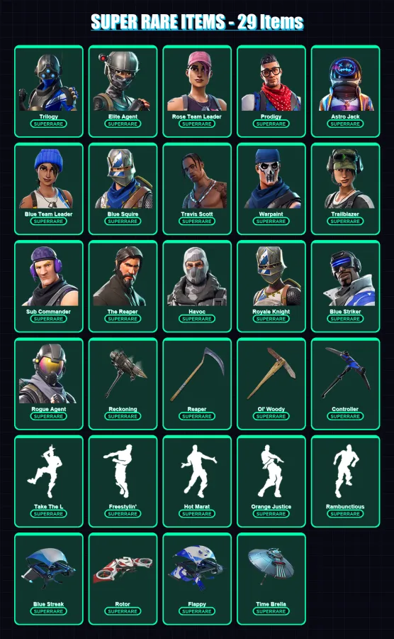 [PS4/PS5/XBOX/PC] | Trilogy | Elite Agent | Rose Team Leader | Prodigy | Astro Jack | 138 skin | 111 pickaxe | 108 emote | 94 glider | Lv1002 — Fortnite account