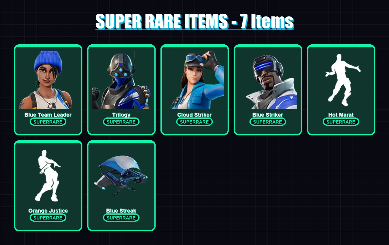 [PS4/PS5/XBOX/PC] | Blue Team Leader | Trilogy | Cloud Striker | Blue Striker | Lynx | 30 skin | 37 pickaxe | 39 emote | 48 glider | Lv652 — Fortnite account